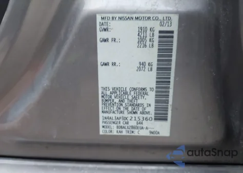 2013 Nissan Altima 2.5 Sl from USA, damaged, VIN 1N4AL3AP3DC215360